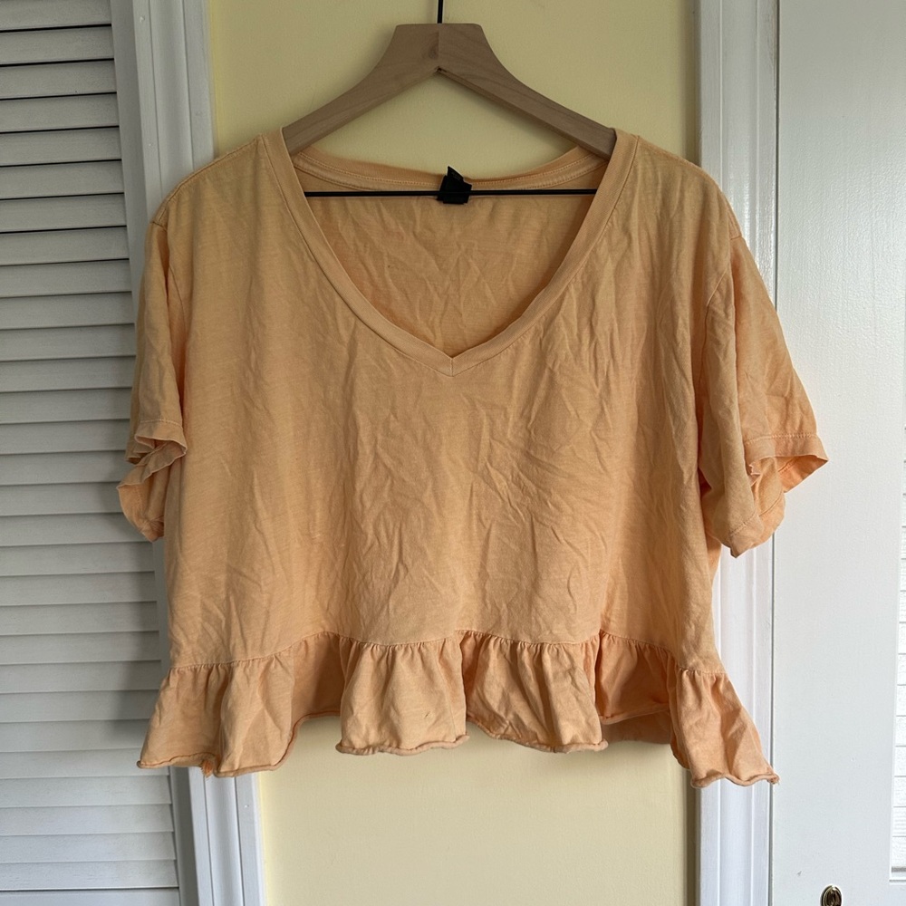 Orange Ruffle Crop Top